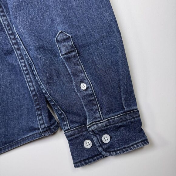 Seagale Mens XXL Denim Shirt Blue Tencel Stretch Long Sleeve Button Down Casual - Picture 7 of 10